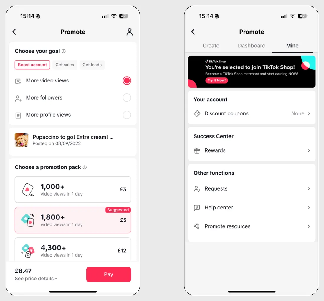 Оплата продвижения в приложении TikTok