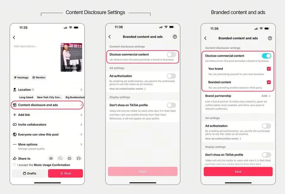 Отметка брендированного контента в приложении TikTok