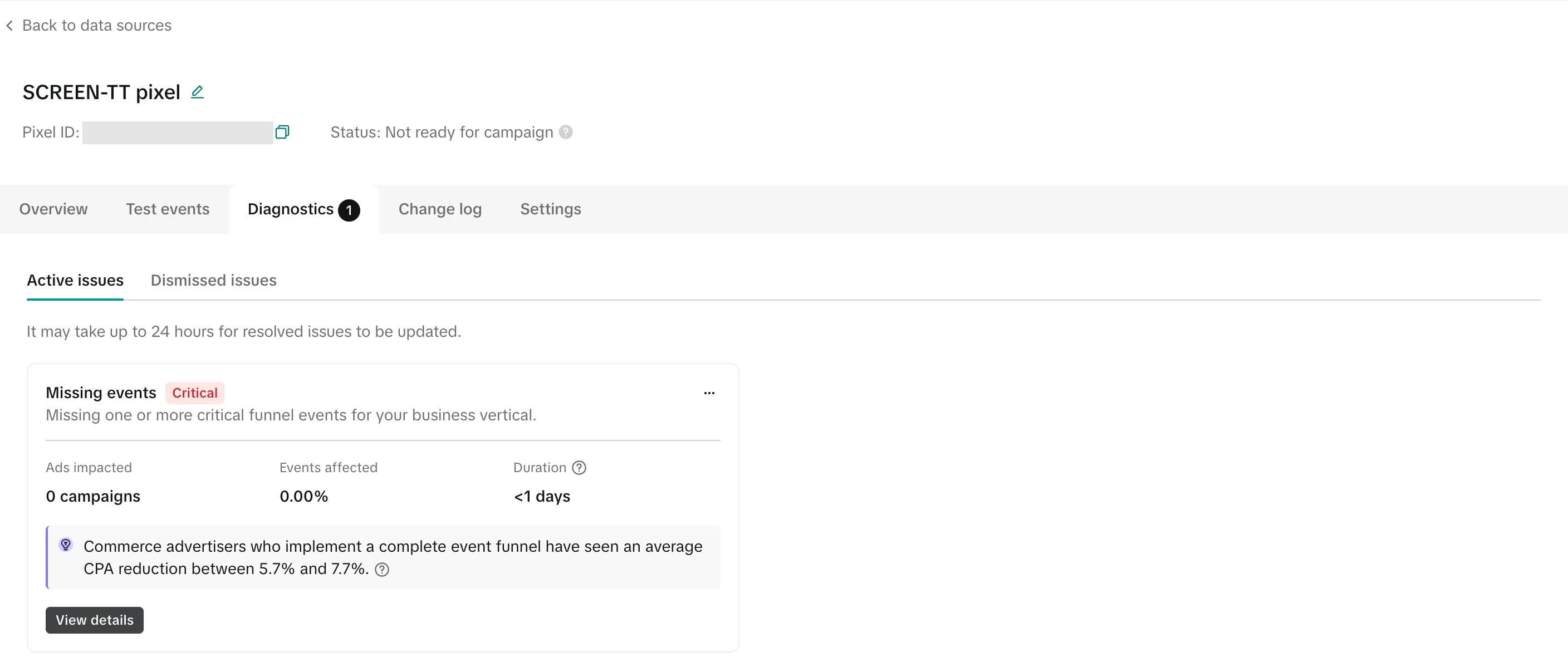 Диагностика пикселя TikTok в Events Manager