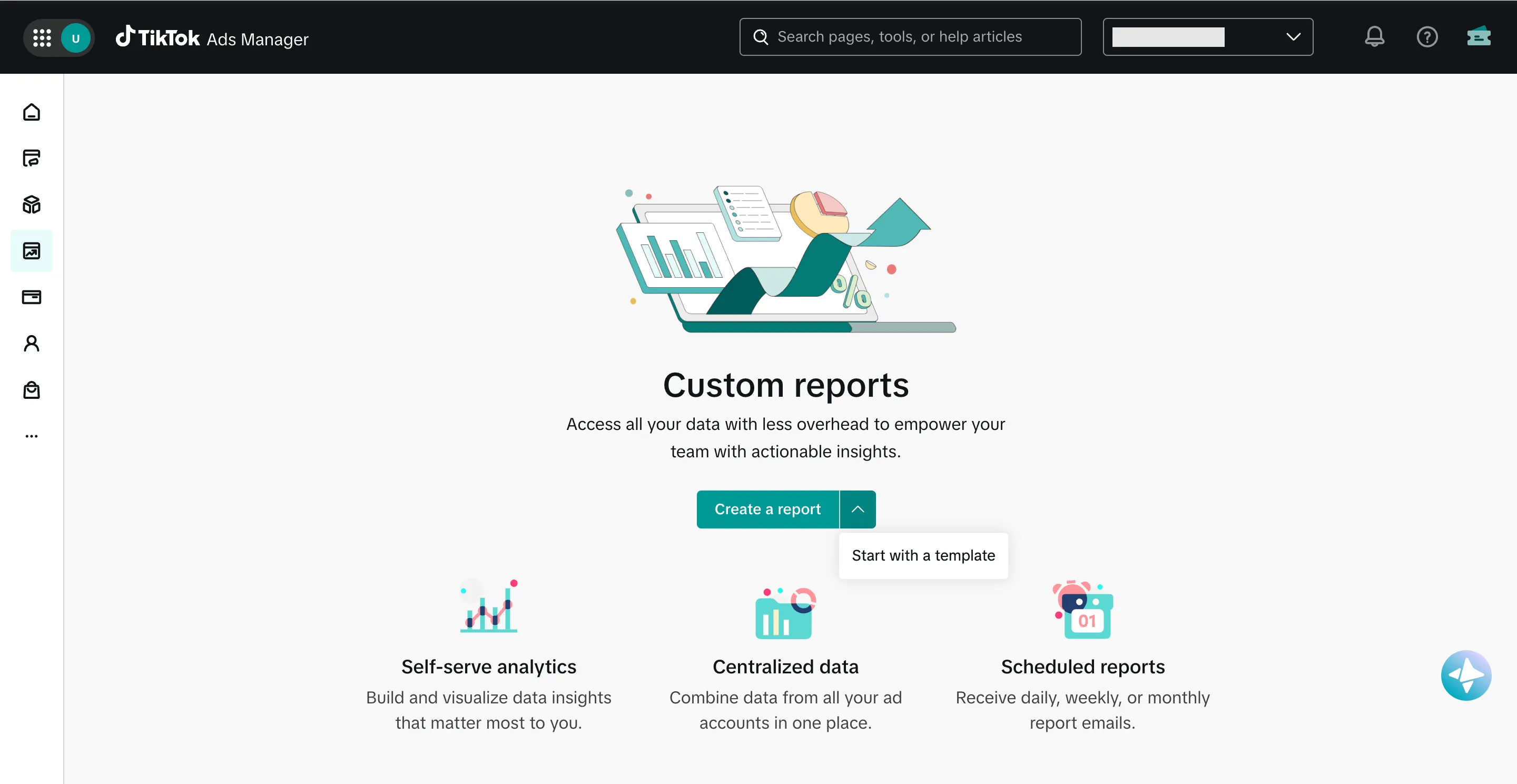 Раздел Custom reports в TikTok Ads Manager